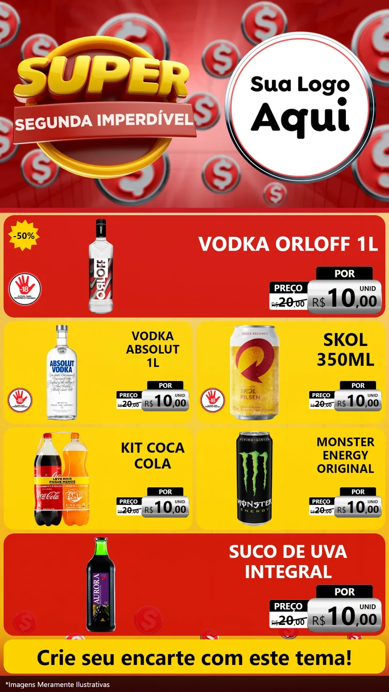 Modelo de TV para TV Vertical com o tema Super Segunda Imperdível para Distribuidora de bebidas