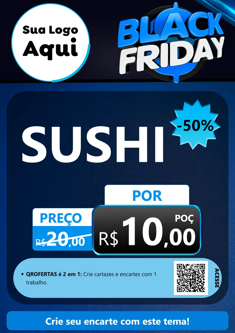 Modelo de Cartaz para Cartaz A4 Vertical com o tema Black Friday para Comida japonesa