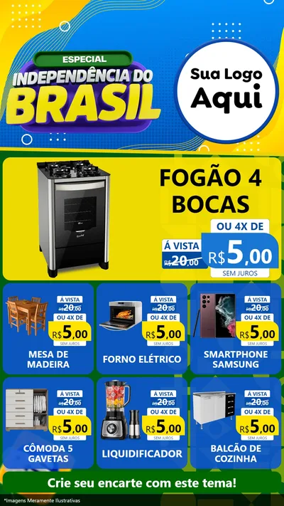 Modelo de Rede Social para Stories com o tema Especial Independência do Brasil para Móveis e Eletro