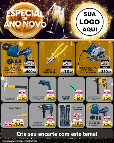 Modelo de Rede Social para Feed Instagram com o tema Especial de Ano Novo para Maquinas e Ferramentas