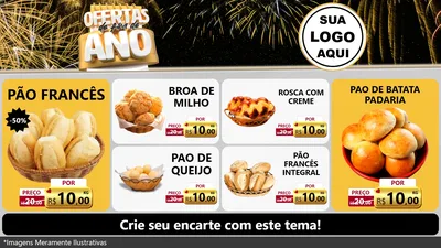Modelo de TV para TV Horizontal com o tema Ofertas de Fim de Ano para Padaria