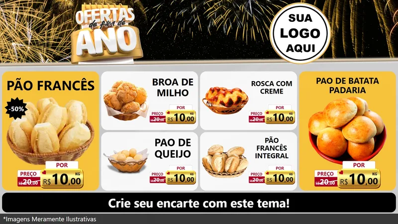Modelo de TV para TV Horizontal com o tema Ofertas de Fim de Ano para Padaria