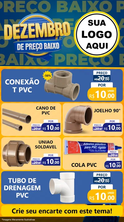 Modelo de TV para TV Vertical com o tema Dezembro de Preço Baixo para Tubos e conexões