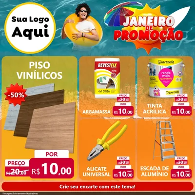 Modelo de Rede Social para Feed Facebook com o tema Janeiro de Promoção para Material para Construção