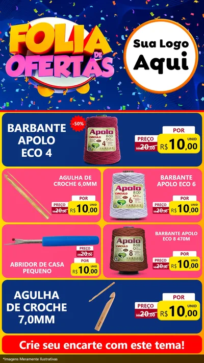 Modelo de TV para TV Vertical com o tema Folia de Ofertas para Armarinho e Aviamentos