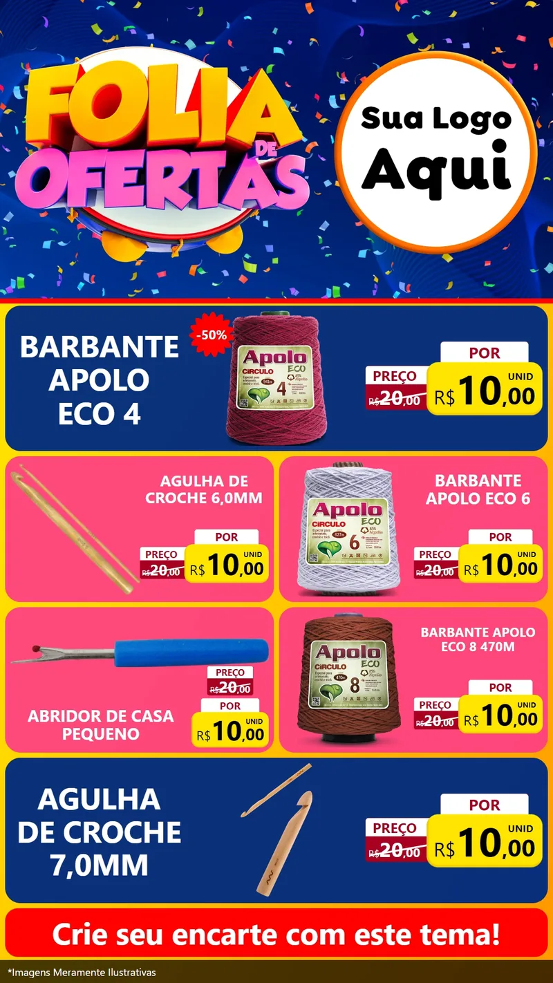 Modelo de TV para TV Vertical com o tema Folia de Ofertas para Armarinho e Aviamentos