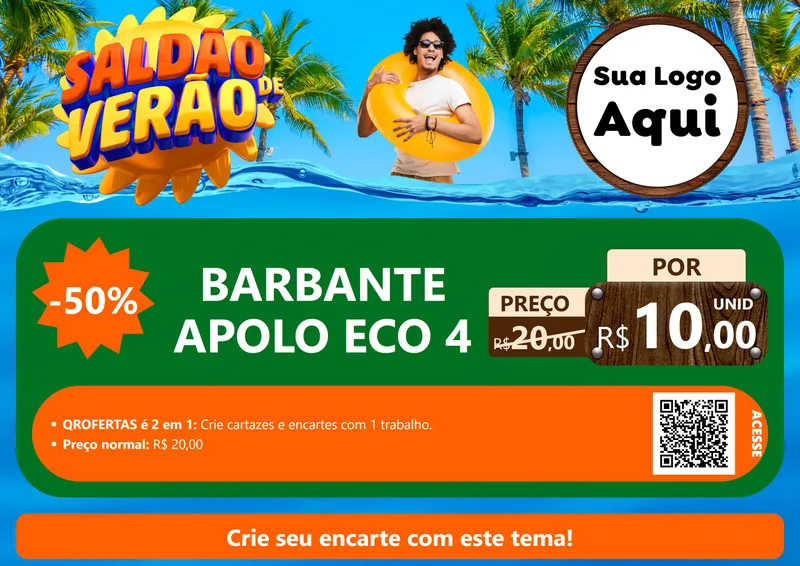 Modelo de Cartaz para Cartaz A4 Horizontal com o tema Saldão de Verão para Armarinho e Aviamentos