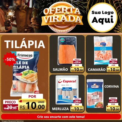 Modelo de Rede Social para Feed Facebook com o tema Oferta da Virada para Peixaria