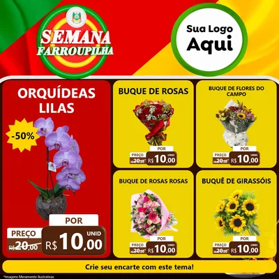 Modelo de Rede Social para Feed Facebook com o tema Semana Farroupilha para Floricultura e jardim