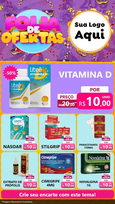 Modelo de Rede Social para Stories com o tema Folia de Ofertas para Farmácia