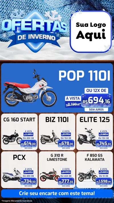 Modelo de Rede Social para Stories com o tema Ofertas de Inverno para Concessionaria de Motos