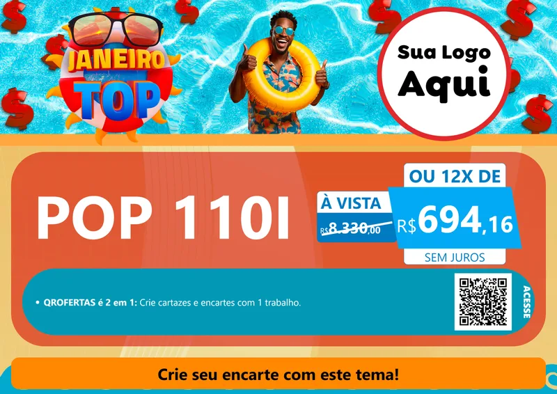Modelo de Cartaz para Cartaz A4 Horizontal com o tema Janeiro Top para Concessionaria de Motos