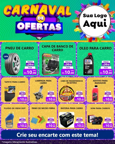 Modelo de Rede Social para Feed Instagram com o tema Carnaval de Ofertas para Auto peças
