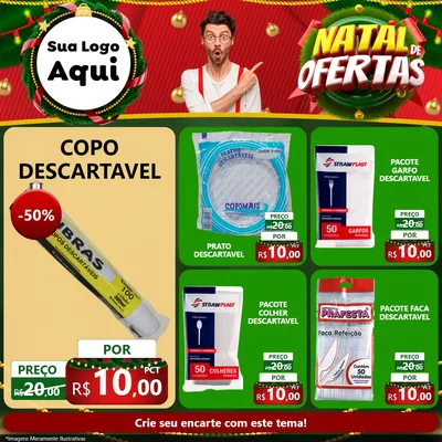 Modelo de Rede Social para Feed Facebook com o tema Natal de Ofertas para Embalagens