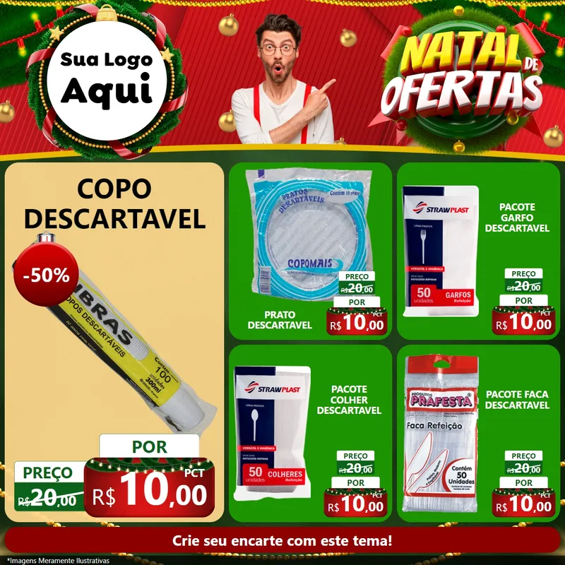 Modelo de Rede Social para Feed Facebook com o tema Natal de Ofertas para Embalagens
