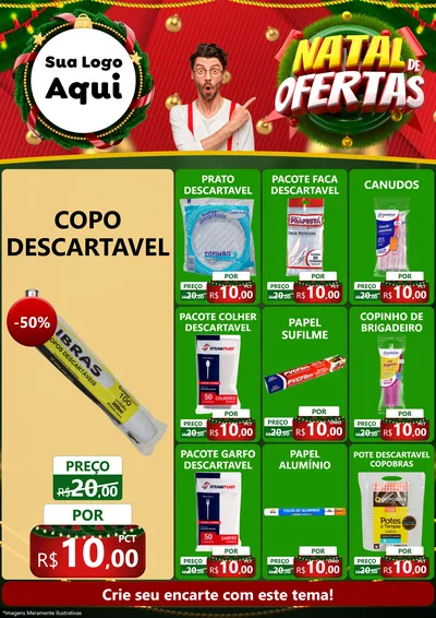 Modelo de Encarte para Encarte A4 Vertical com o tema Natal de Ofertas para Embalagens