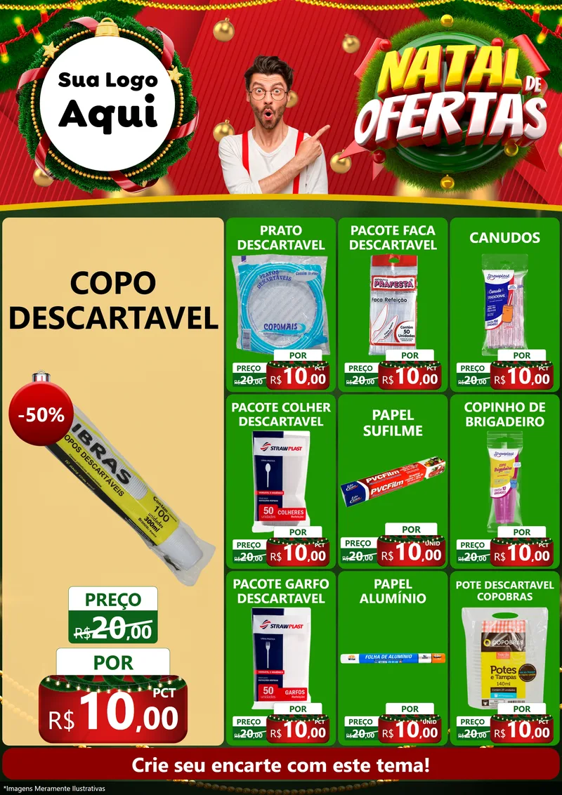 Modelo de Encarte para Encarte A4 Vertical com o tema Natal de Ofertas para Embalagens