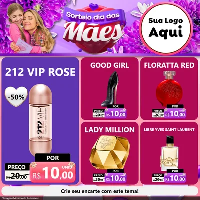 Modelo de Rede Social para Feed Facebook com o tema Sorteio Dia das Mães para Perfumes