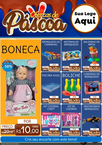 Modelo de Encarte para Encarte A4 Vertical com o tema Ofertas de Páscoa para Brinquedos