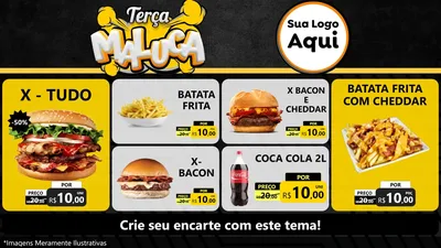 Modelo de TV para TV Horizontal com o tema Terça Maluca para Hamburgueria