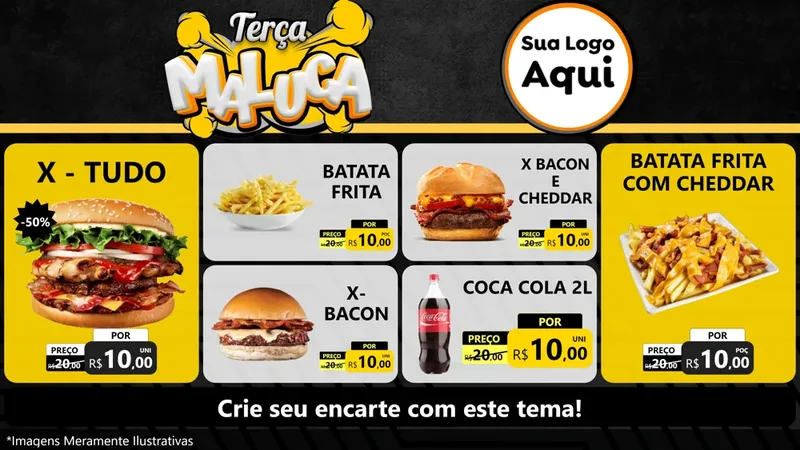 Modelo de TV para TV Horizontal com o tema Terça Maluca para Hamburgueria