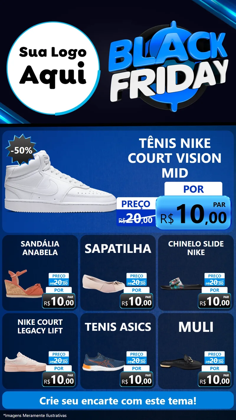 Modelo de Rede Social para Stories com o tema Black Friday para Calçados