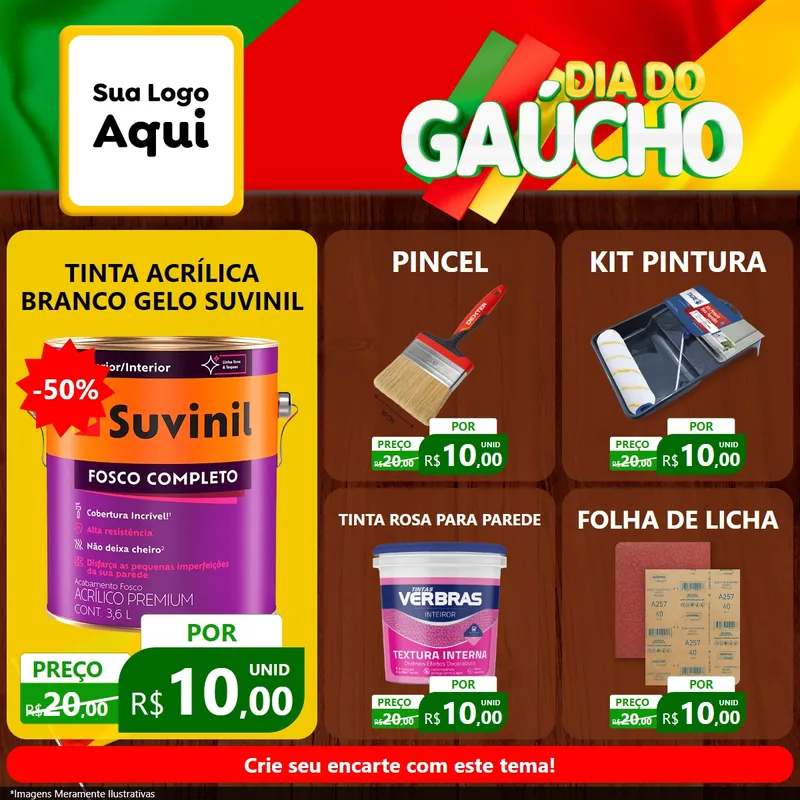 Modelo de Rede Social para Feed Facebook com o tema Dia do Gaúcho para Tintas e Ferramentas