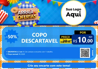 Modelo de Cartaz para Cartaz A4 Horizontal com o tema Arraiá de Ofertas para Embalagens