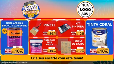 Modelo de TV para TV Horizontal com o tema Verão de Ofertas para Tintas e Ferramentas