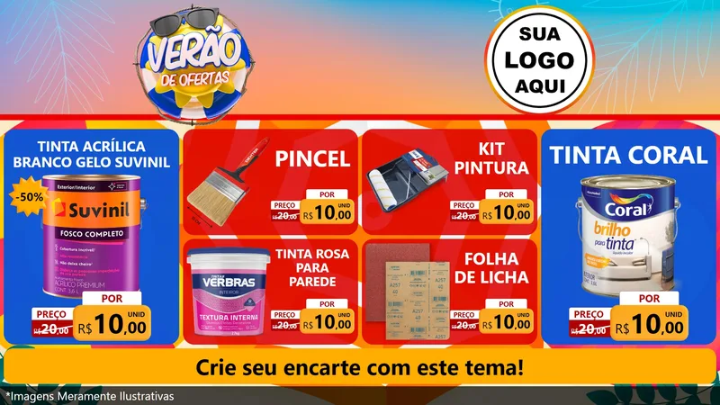 Modelo de TV para TV Horizontal com o tema Verão de Ofertas para Tintas e Ferramentas