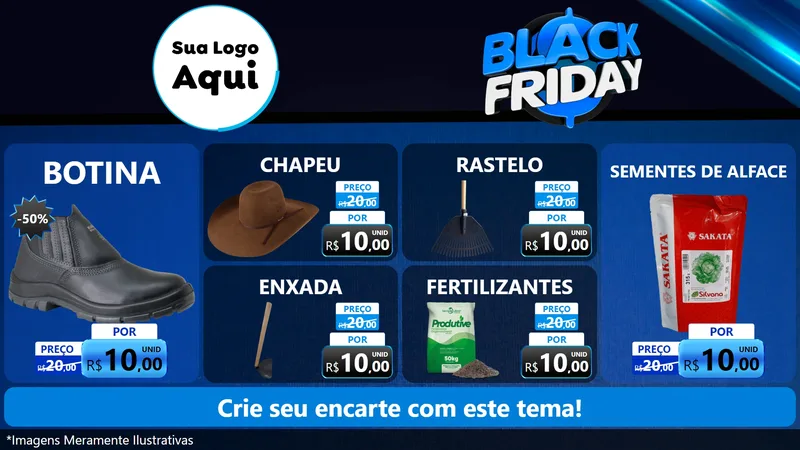 Modelo de TV para TV Horizontal com o tema Black Friday para Agropecuária