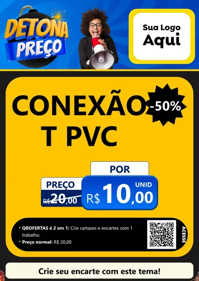 Modelo de Cartaz para Cartaz A4 Vertical com o tema Detona Preços para Tubos e conexões