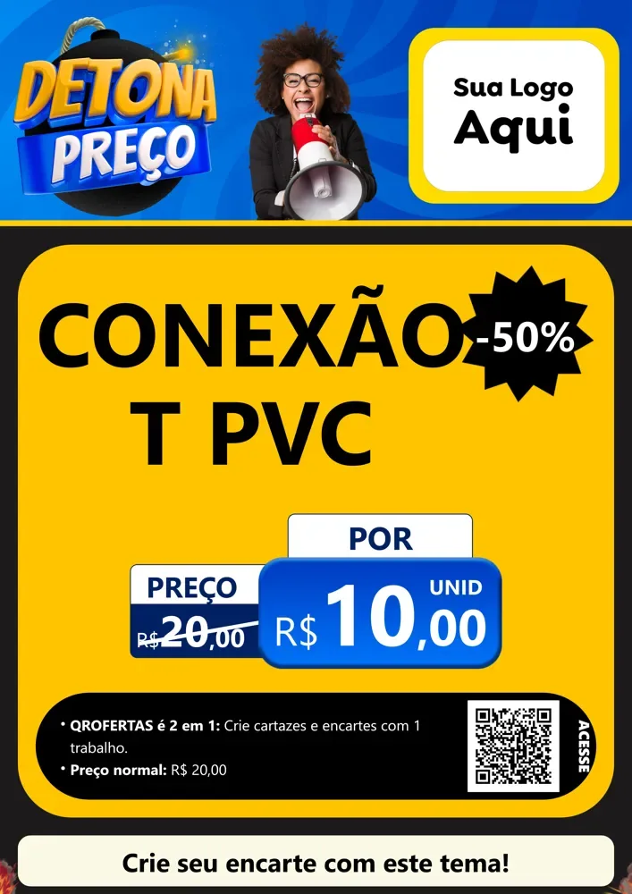 Modelo de Cartaz para Cartaz A4 Vertical com o tema Detona Preços para Tubos e conexões
