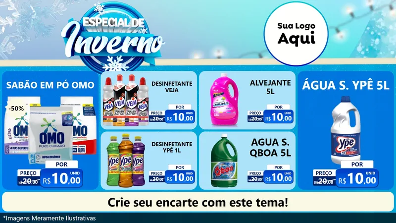 Modelo de TV para TV Horizontal com o tema Especial de Inverno para Produtos de Limpeza