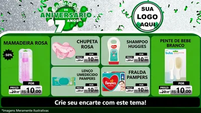 Modelo de TV para TV Horizontal com o tema Promoção de Aniversário - 7 Anos para Bebês