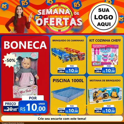 Modelo de Rede Social para Feed Facebook com o tema Semana de Ofertas para Brinquedos