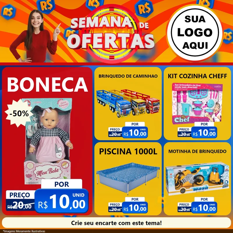 Modelo de Rede Social para Feed Facebook com o tema Semana de Ofertas para Brinquedos