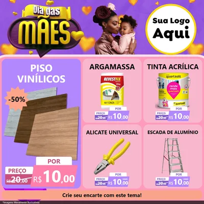 Modelo de Rede Social para Feed Facebook com o tema Dia das Mães para Material para Construção