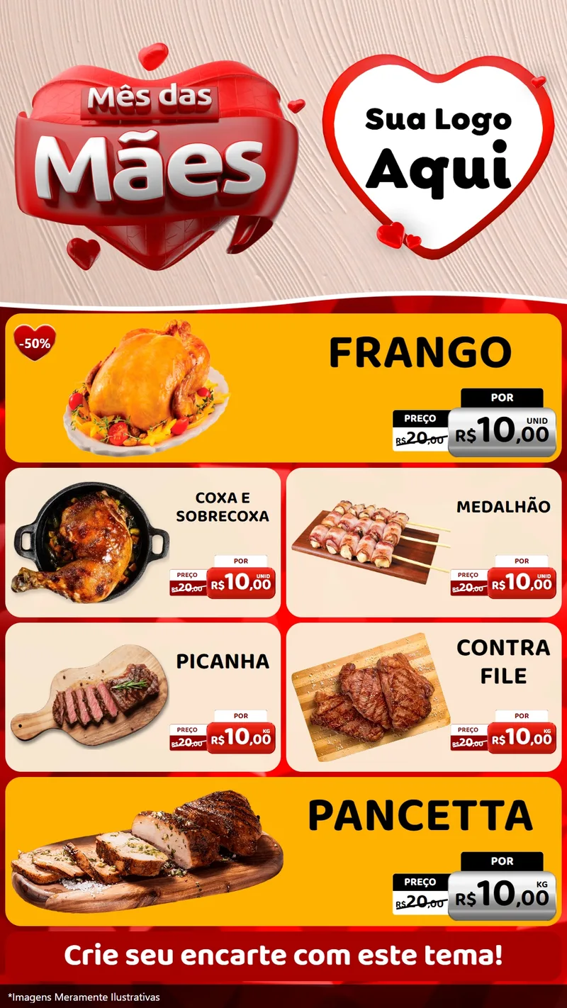 Modelo de TV para TV Vertical com o tema Mês das Mães para Assados