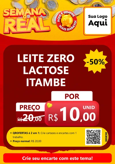 Modelo de Cartaz para Cartaz A4 Vertical com o tema Semana do Real para Frios e Laticínios