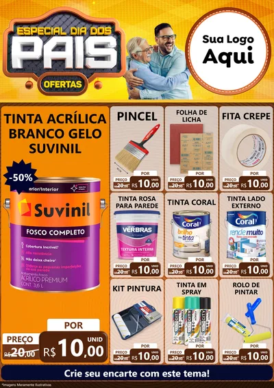 Modelo de Encarte para Encarte A4 Vertical com o tema Especial Dia dos Pais para Tintas e Ferramentas
