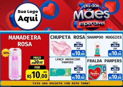 Modelo de Encarte para Encarte A4 Horizontal com o tema Dia Das Mães Imperdível para Bebês