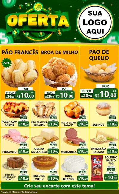 Modelo de Encarte para Encarte Grande com o tema Oferta para Padaria