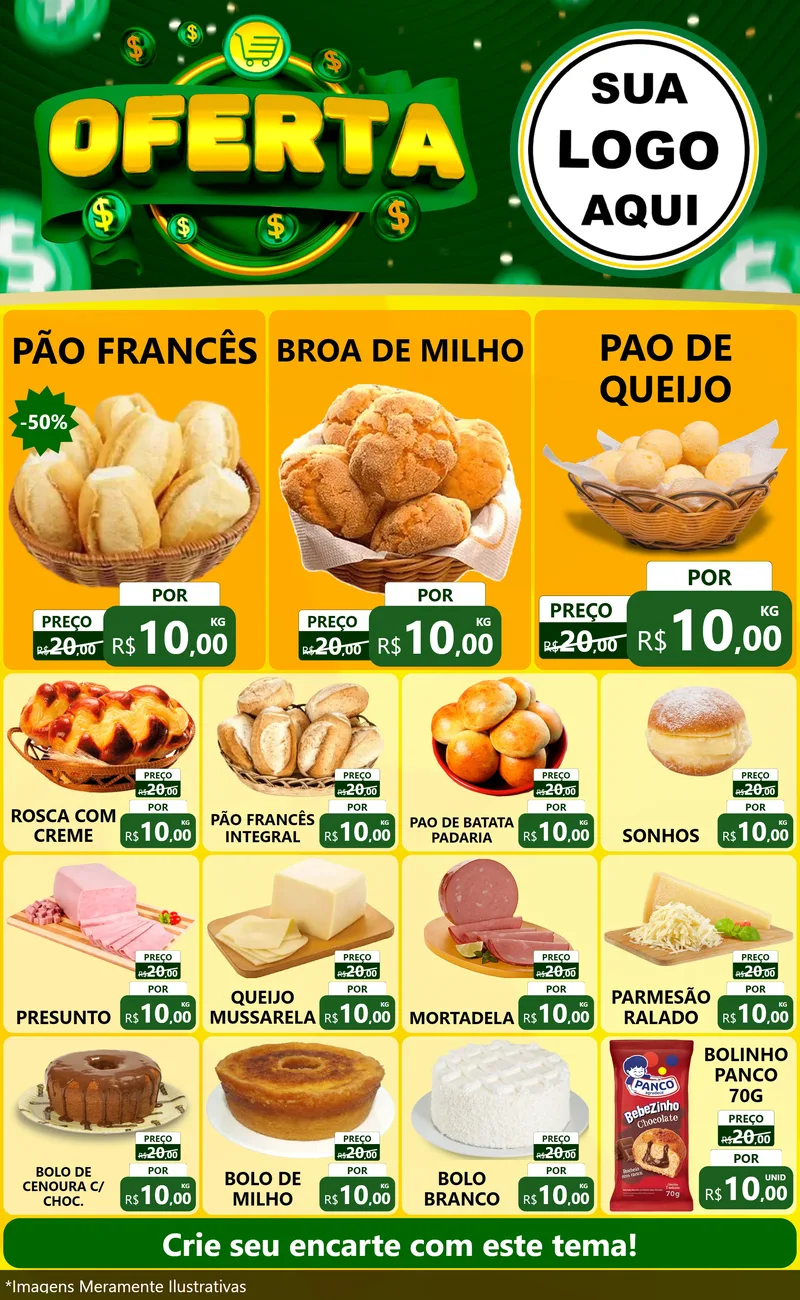 Modelo de Encarte para Encarte Grande com o tema Oferta para Padaria