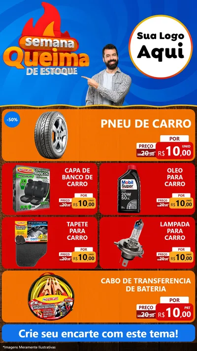 Modelo de TV para TV Vertical com o tema Semana Queima de Estoque para Auto peças