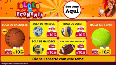 Modelo de TV para TV Horizontal com o tema Bloco da Economia para Artigos Esportivos