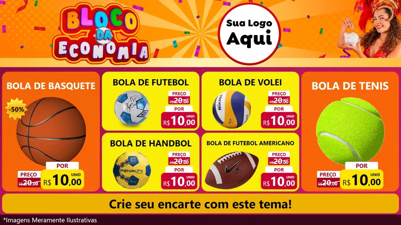 Modelo de TV para TV Horizontal com o tema Bloco da Economia para Artigos Esportivos