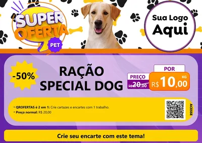 Modelo de Cartaz para Cartaz A4 Horizontal com o tema Super Oferta Pet para Pet Shop