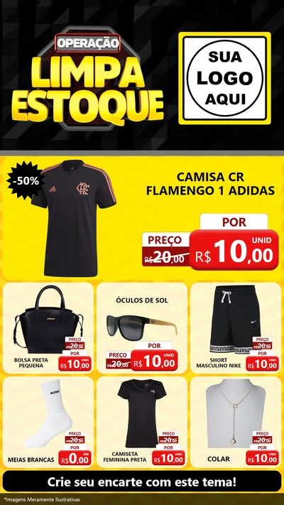 Modelo de Rede Social para Stories com o tema Operação Limpa Estoque para Roupas e acessórios