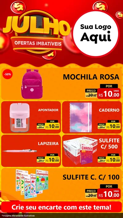 Modelo de TV para TV Vertical com o tema Julho Ofertas Imbatíveis para Papelaria